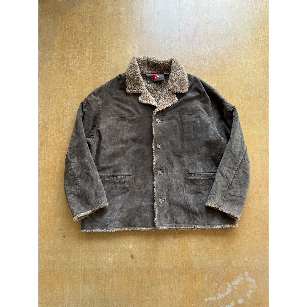 VTG 90s Marlboro Suede Range Jacket Leather Fleece Sherpa Lined Cigarettes (XXL)